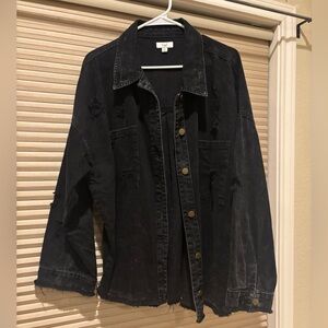 Distressed boutique shacket